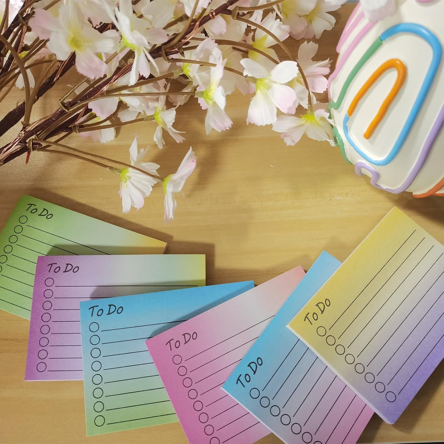 6-Pack Colorful Striped Self-Stick Notes, to-Do List Pad, Reminder Notebook for Office and School Supplies, Stationary Stationery Sticky Notes, Plan Reminder Stationery Supplies-5