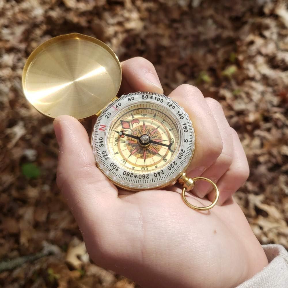 Early Buy Compass for Navigation Vintage Pocket Compass with Luminous Function Clamshell Compass Camping Gear Survival Gear Waterproof Luminous Compass-3