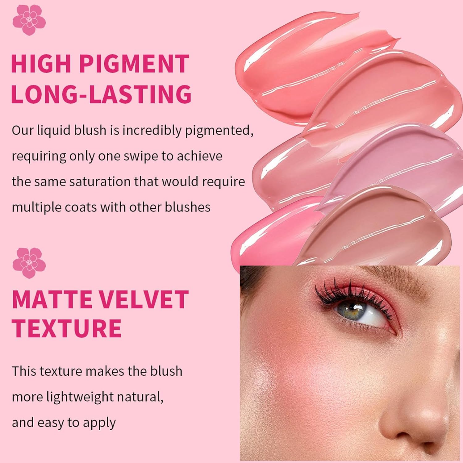 Liquid Blush Cream Blush for Cheeks Soft Lightweight Blush Stick,Liquid Blush for Cheeks Natural Looking Color Long-Wearing Smudge Proof,Pink Liquid Blusher Makeup For Women All Day (#02)-3