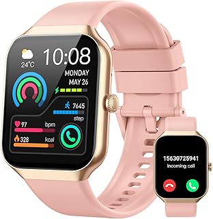 Jugeman Smart Watch for Men Women Answer/Make Calls, 1.96" Fitness Watch with Step Counter Heart Rate Sleep Monitor, Fitness Tracker 113+ Sports Activity Trackers IP68 Waterproof, Smartwatches Pink