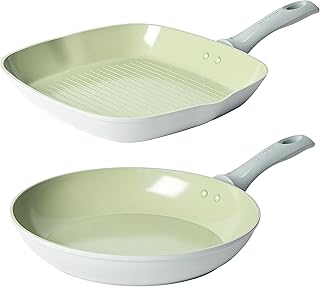 Salter Healthy Ceramic Non-Stick Coating, Induction Cookware, Aluminium Egg Pancake Cooking Skillet/Grill Pan for Steak