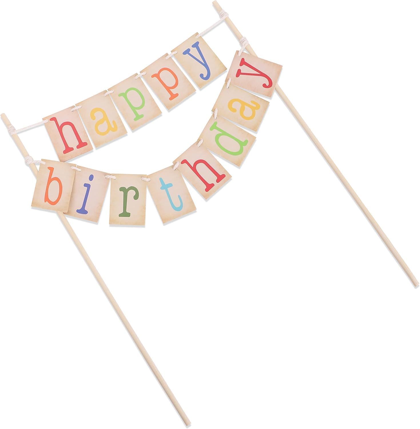 Kyzistn Rainbow Happy Birthday Cake Topper - Personalized Birthday Cake Bunting Banner,Baby Boy and Grils Birthday Party Supplies-6