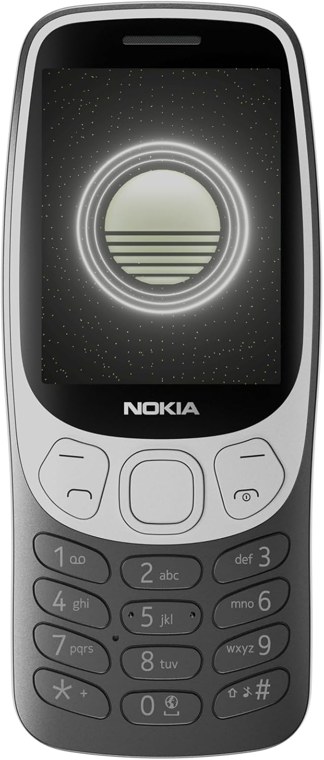 Nokia 3210 feature phone with 4G, 2.4" display, Retro design, 2MP camera, Dual SIM, Cloud Apps, 1450mAh battery, USB Type-C charging, Micro SD slot up to 32GB, Bluetooth 5.0 - Grunge Black-1