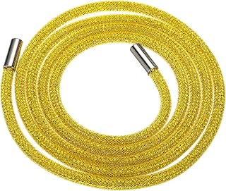 sourcing map Rhinestone Tube Rope, 138cm Round Bling Diamond Tube String for DIY Hoodie Drawstring Sweatpants Belt Garment Accessories,Lemon Yellow