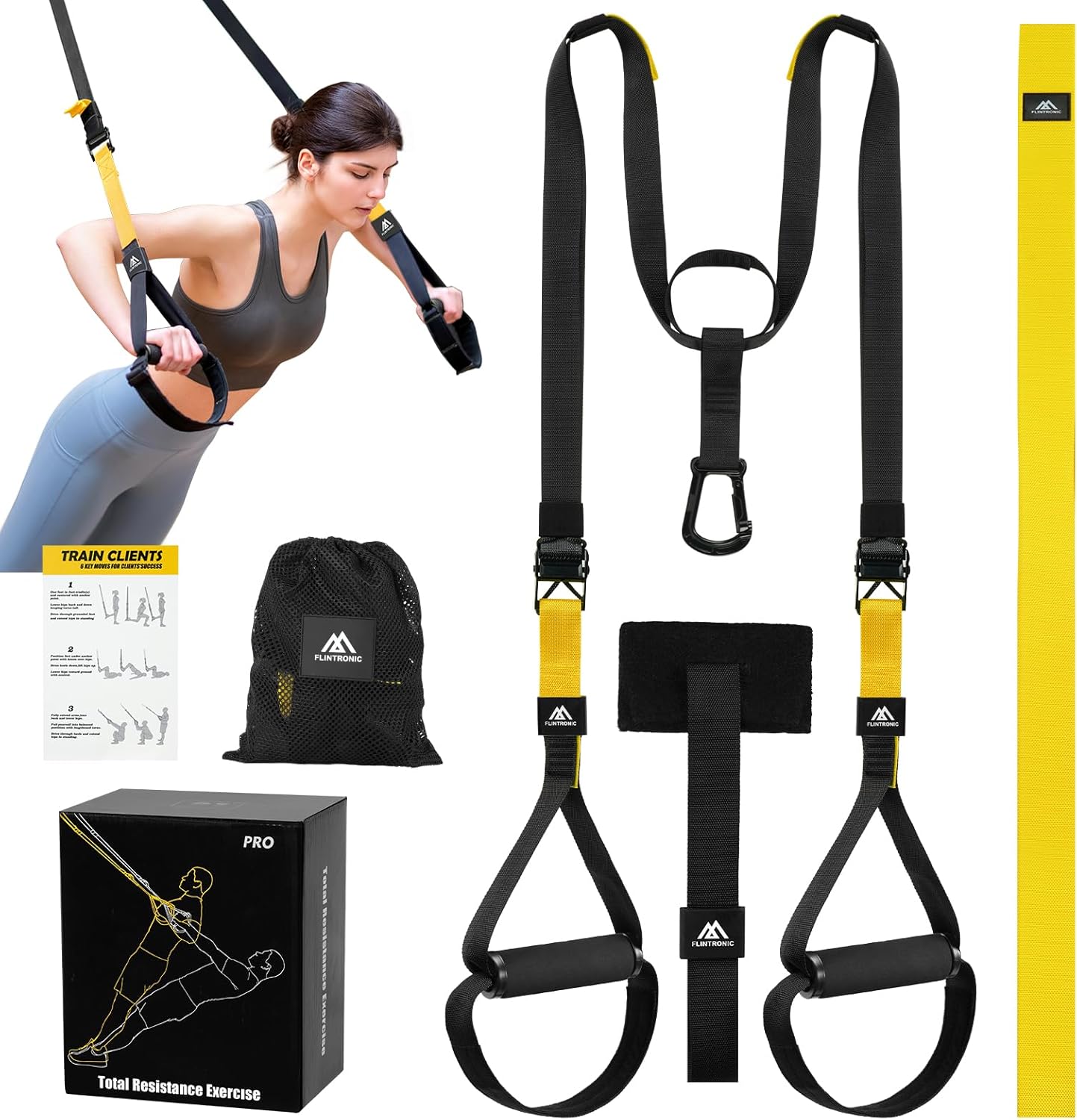 flintronic Sling Trainer Set, Suspension Trainer System, Suspension Trainer Home Gym Equipment with Adjustable Door Anchor, Professional Gym Fitness Training Straps for Indoor & Outdoor-0