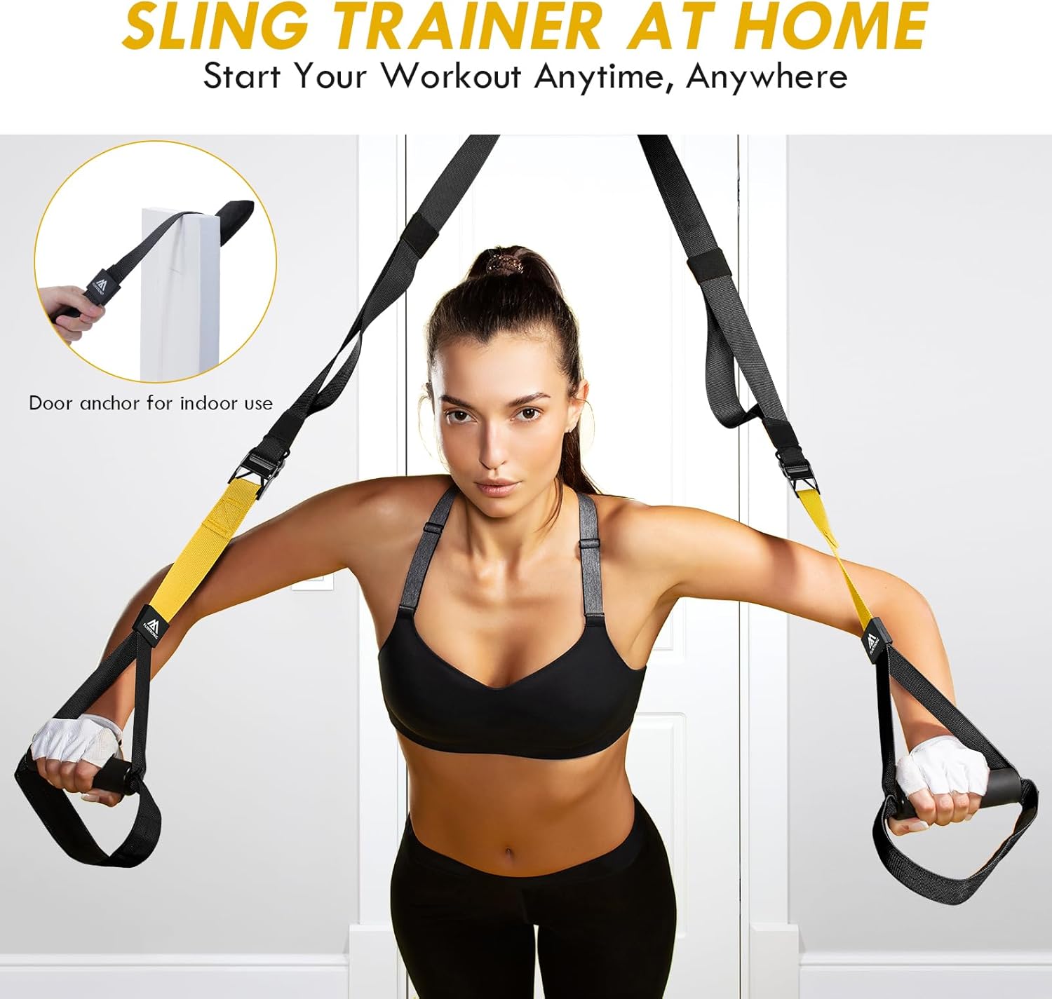 flintronic Sling Trainer Set, Suspension Trainer System, Suspension Trainer Home Gym Equipment with Adjustable Door Anchor, Professional Gym Fitness Training Straps for Indoor & Outdoor-4