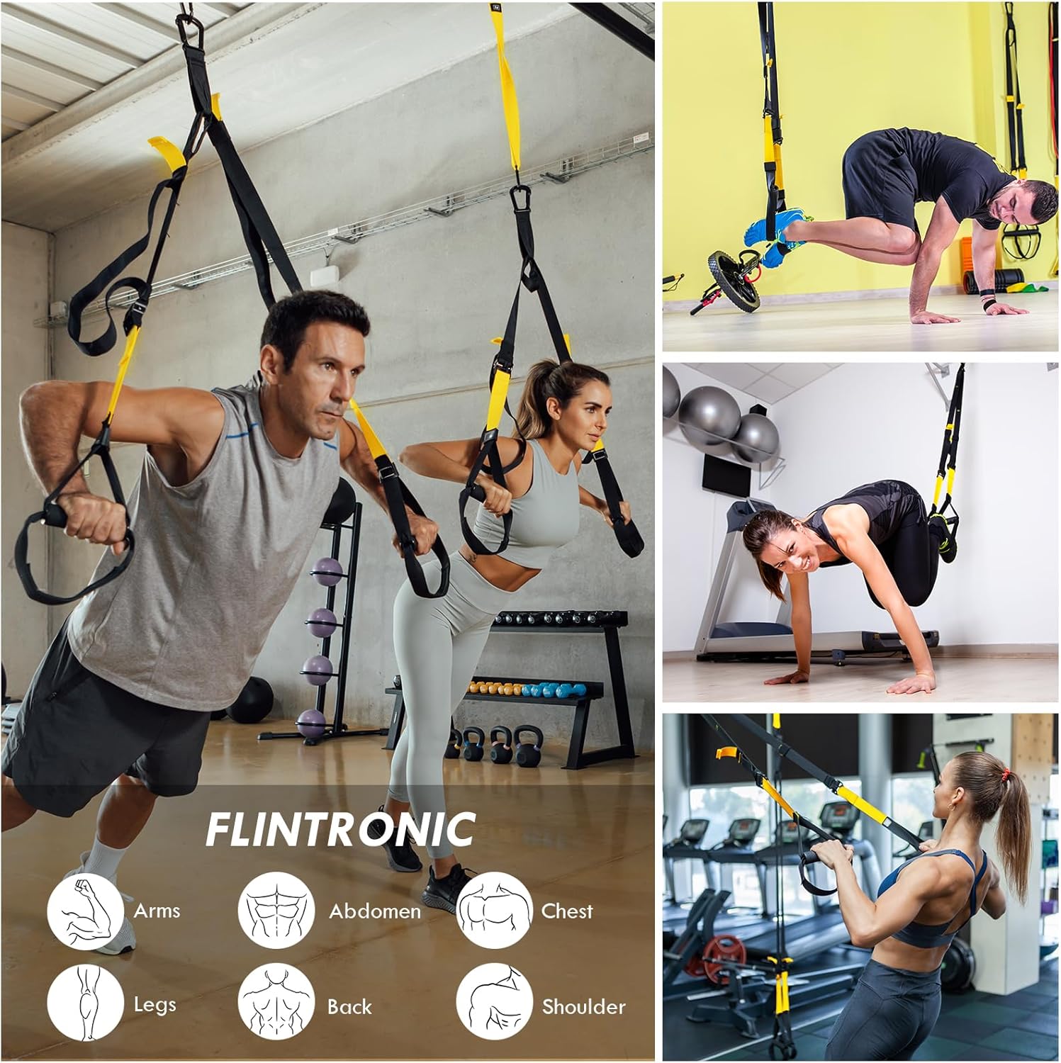 flintronic Sling Trainer Set, Suspension Trainer System, Suspension Trainer Home Gym Equipment with Adjustable Door Anchor, Professional Gym Fitness Training Straps for Indoor & Outdoor-6