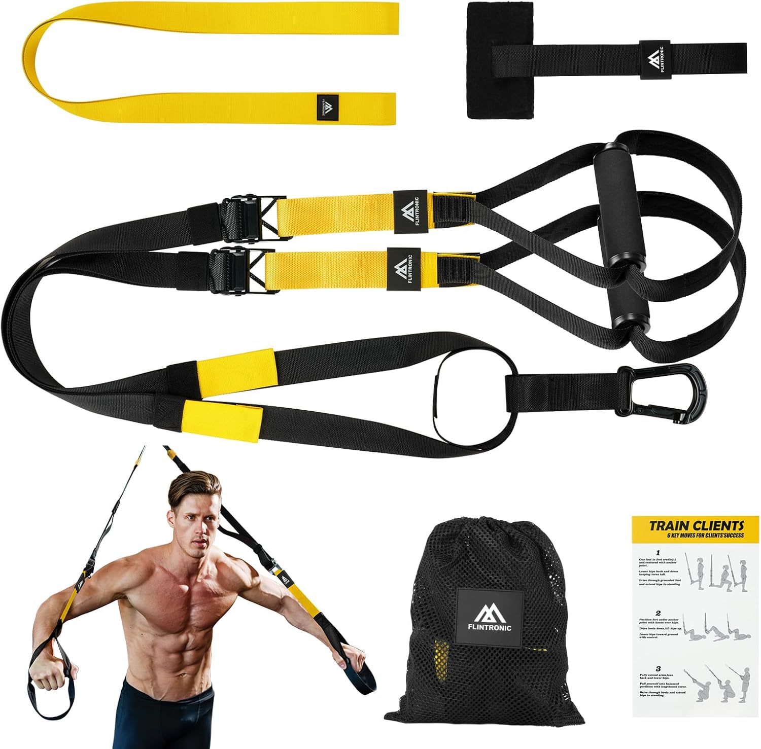 flintronic Sling Trainer Set, Suspension Trainer System, Suspension Trainer Home Gym Equipment with Adjustable Door Anchor, Professional Gym Fitness Training Straps for Indoor & Outdoor-8