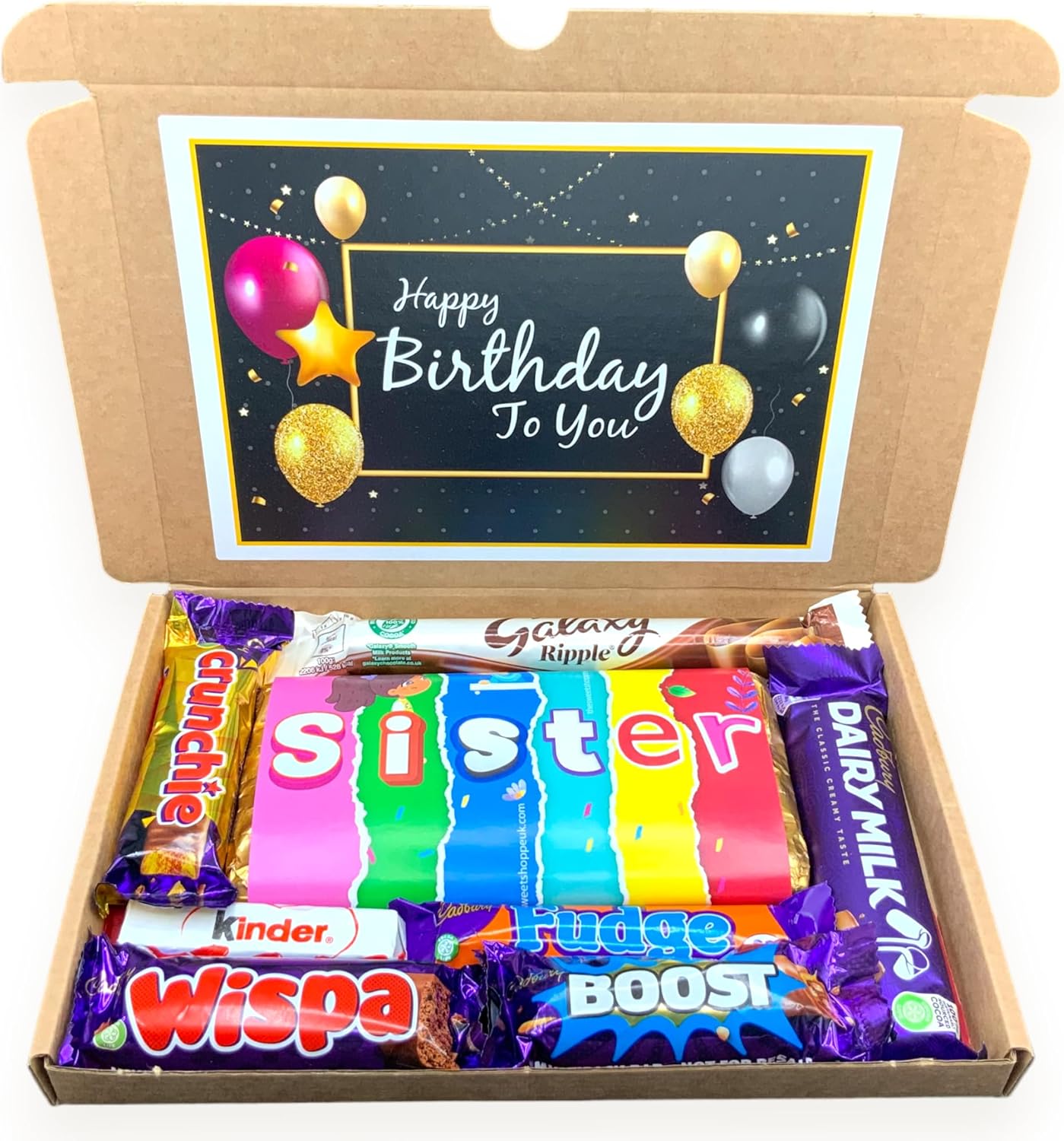 SISTER Chocolate Hamper - Birthday Gift for Sister - Happy Birthday Sister - Gift for Her - Present for Sister - Letterbox Gift Hamper-0