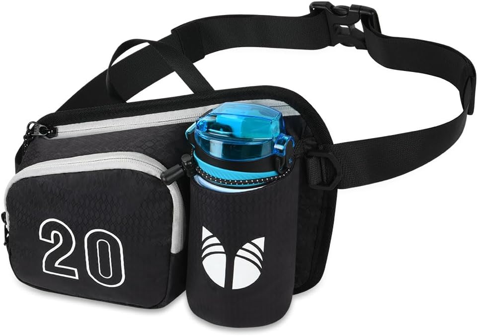 Flintronic Waist Fanny Pack, Bumbags with Bottle Holder, Water Repellent Bum Bag, Large Capacity, Bum Waist Bag for Dog Walking Hiking Travel Sports Men Women-3