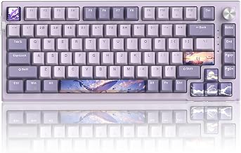 MageGee SKY81 75% Wireless Gasket Mechanical Gaming Keyboard, Hot Swappable RGB Custom Creamy Keyboard w/ 5-Layer Padding, BT/2.4G/USB-C, Knob Control, NKRO for Win/Mac (Dreamy Sky, Violet Switch)