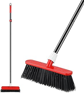 Mitclear Yard Broom Heavy Duty with Long Handle(57IN), Garden Brush with Stiff Bristles, Outdoor Sweeping Broom for Cleaning Gardens Yards Decking Pathways Driveways