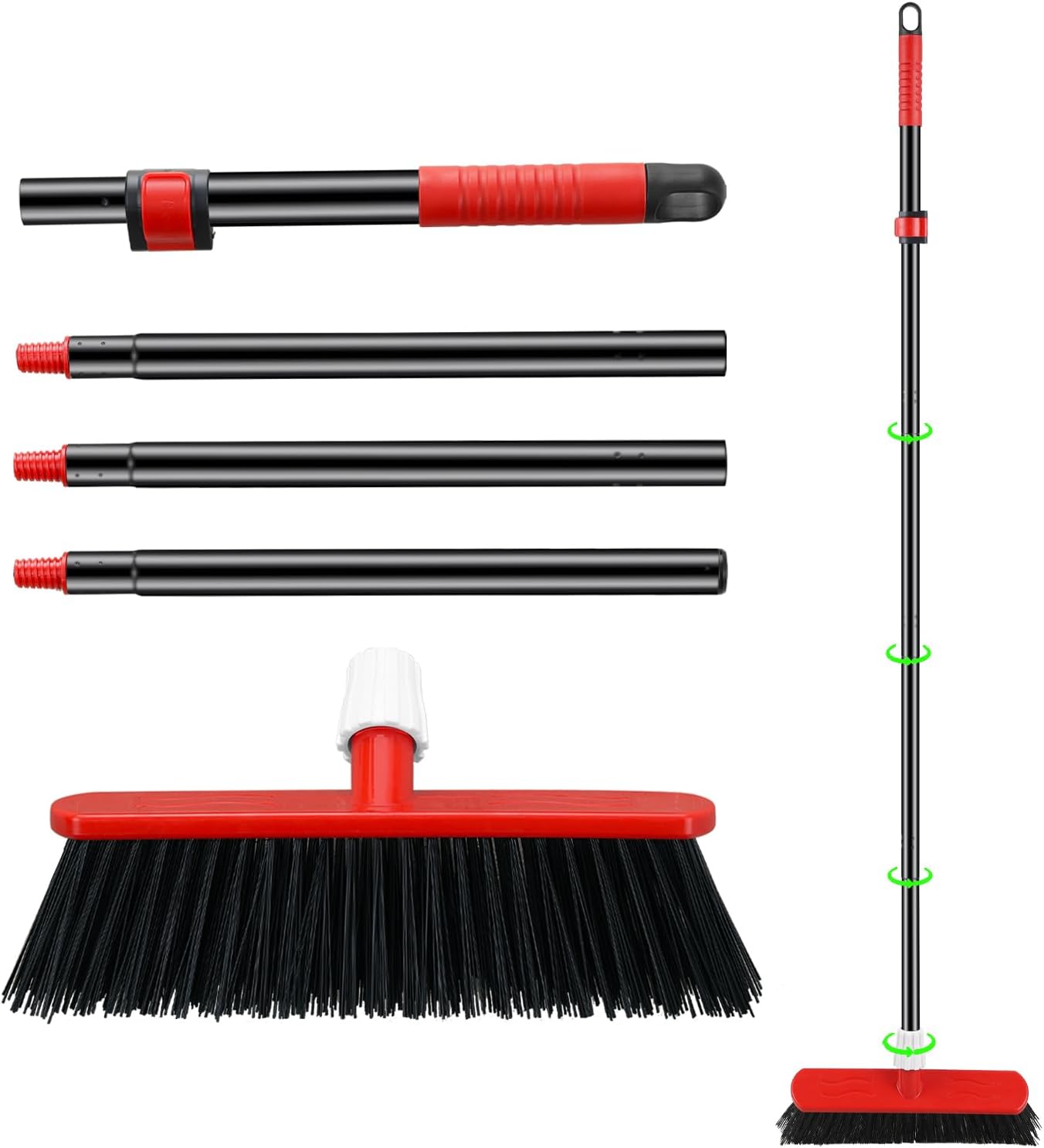 Mitclear Yard Broom Heavy Duty with Long Handle(57IN), Garden Brush with Stiff Bristles, Outdoor Sweeping Broom for Cleaning Gardens Yards Decking Pathways Driveways-2