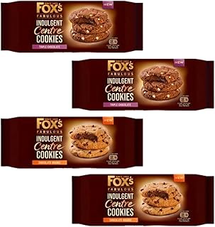 Chocolate Cookies Bundle with 4 x Fox's Indulgent Centre Cookies Chocolate (160 g each) | 2 x Triple Chocolate Biscuit and 2 x Chocolate Orange with Hubsidia TY Card