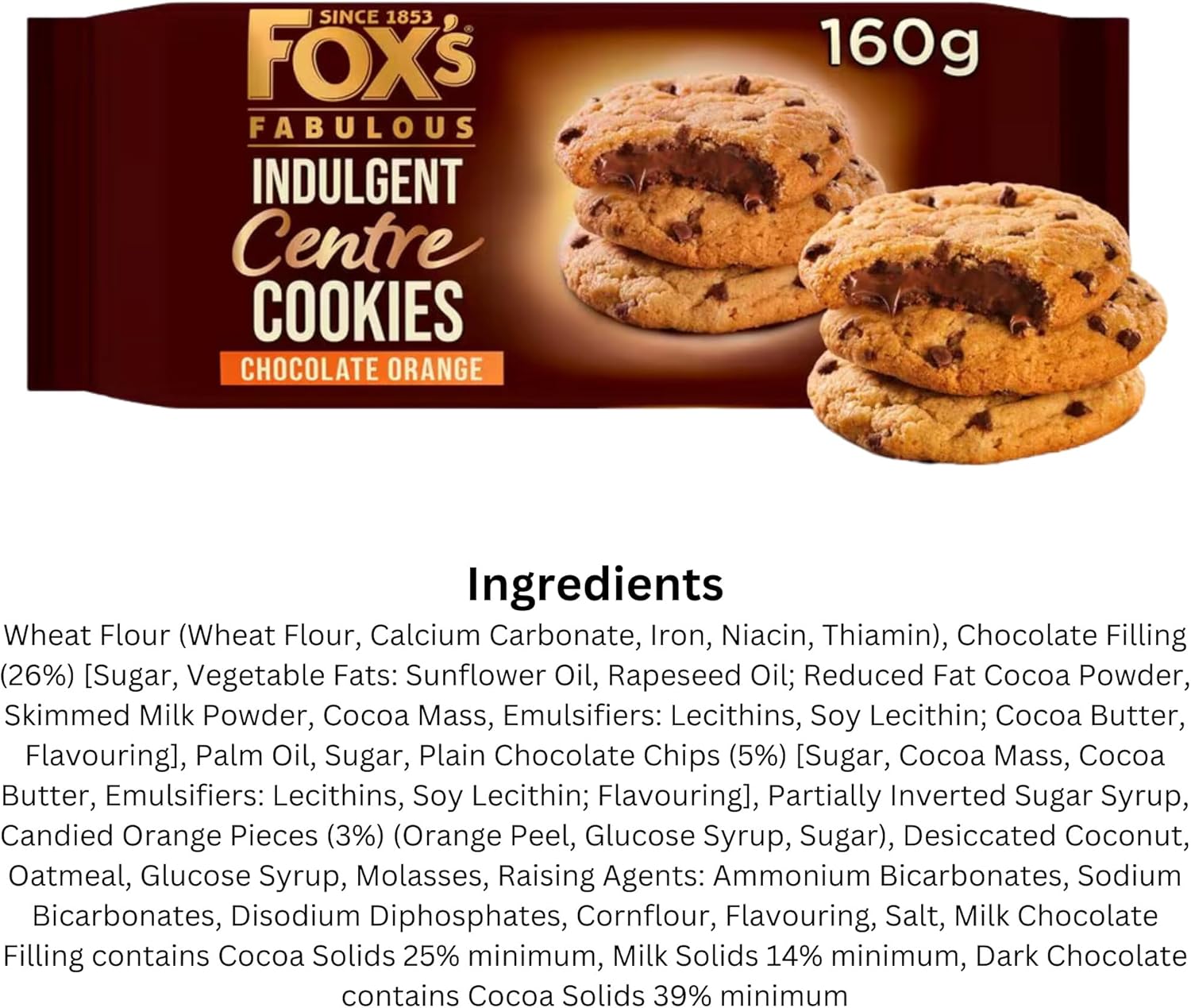 Chocolate Cookies Bundle with 4 x Fox's Indulgent Centre Cookies Chocolate (160 g each) | 2 x Triple Chocolate Biscuit and 2 x Chocolate Orange with Hubsidia TY Card-5