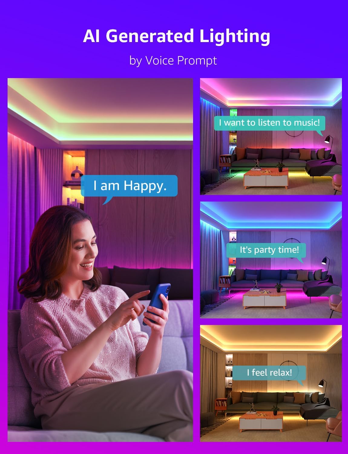 Lepro S1 AI Smart LED Strip Light 20M one roll, App & Voice Control, Works with Alexa & Google Home, AI Generated Lighting LLM, DIY Multiple Colors, Music Sync, MagicColor LED Lights for Bedroom-7