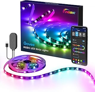 Govee TV LED Backlight, 2M RGBIC LED Strip Light with Color Changing for 30-50 inch TVs, LED TV Backlight with APP Control, Music Sync, Scene Modes, USB Powered