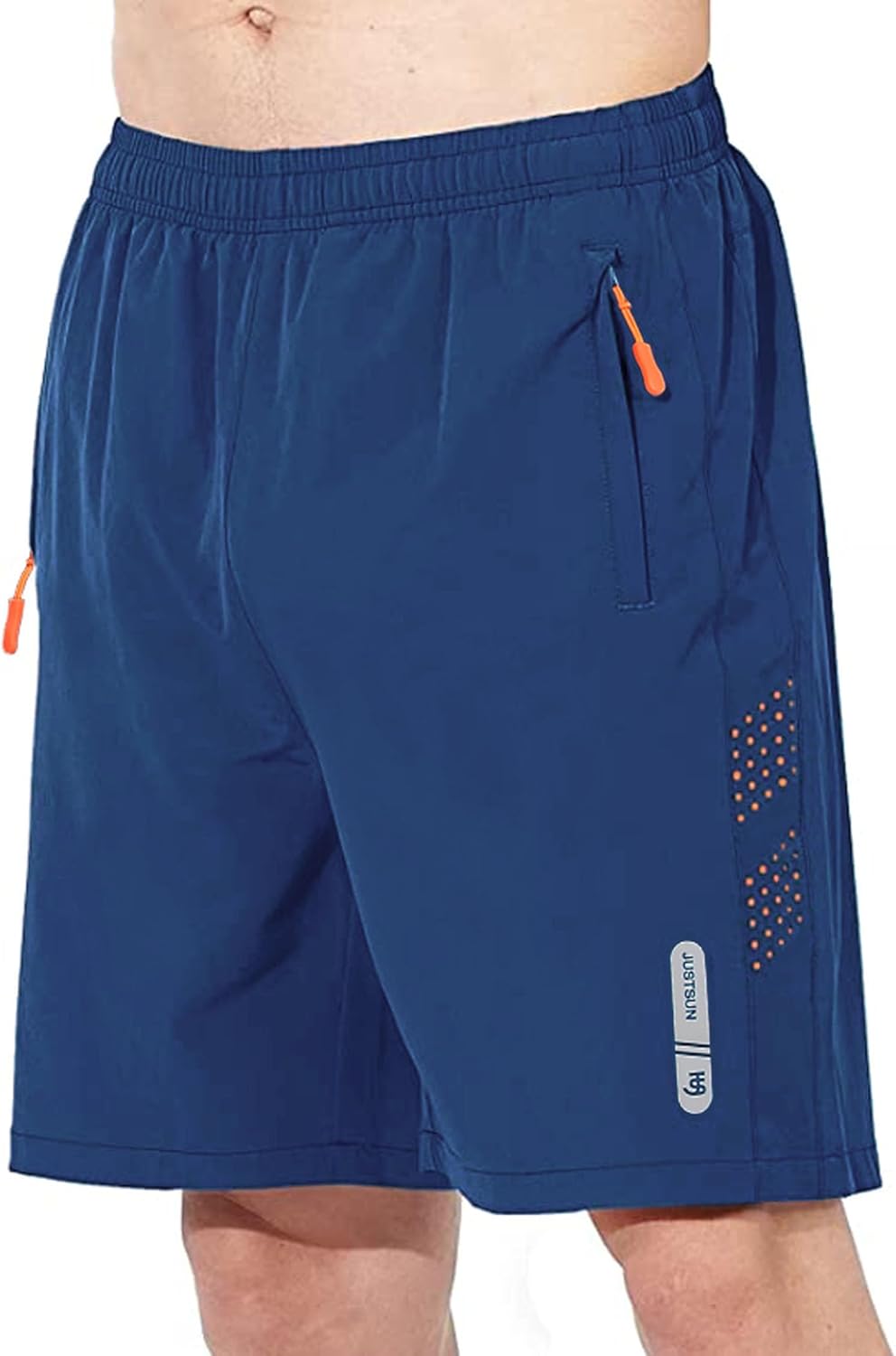 JustSun Mens Shorts with Zip Pockets Gym Running Quick Dry Lightweight Casual Shorts-0