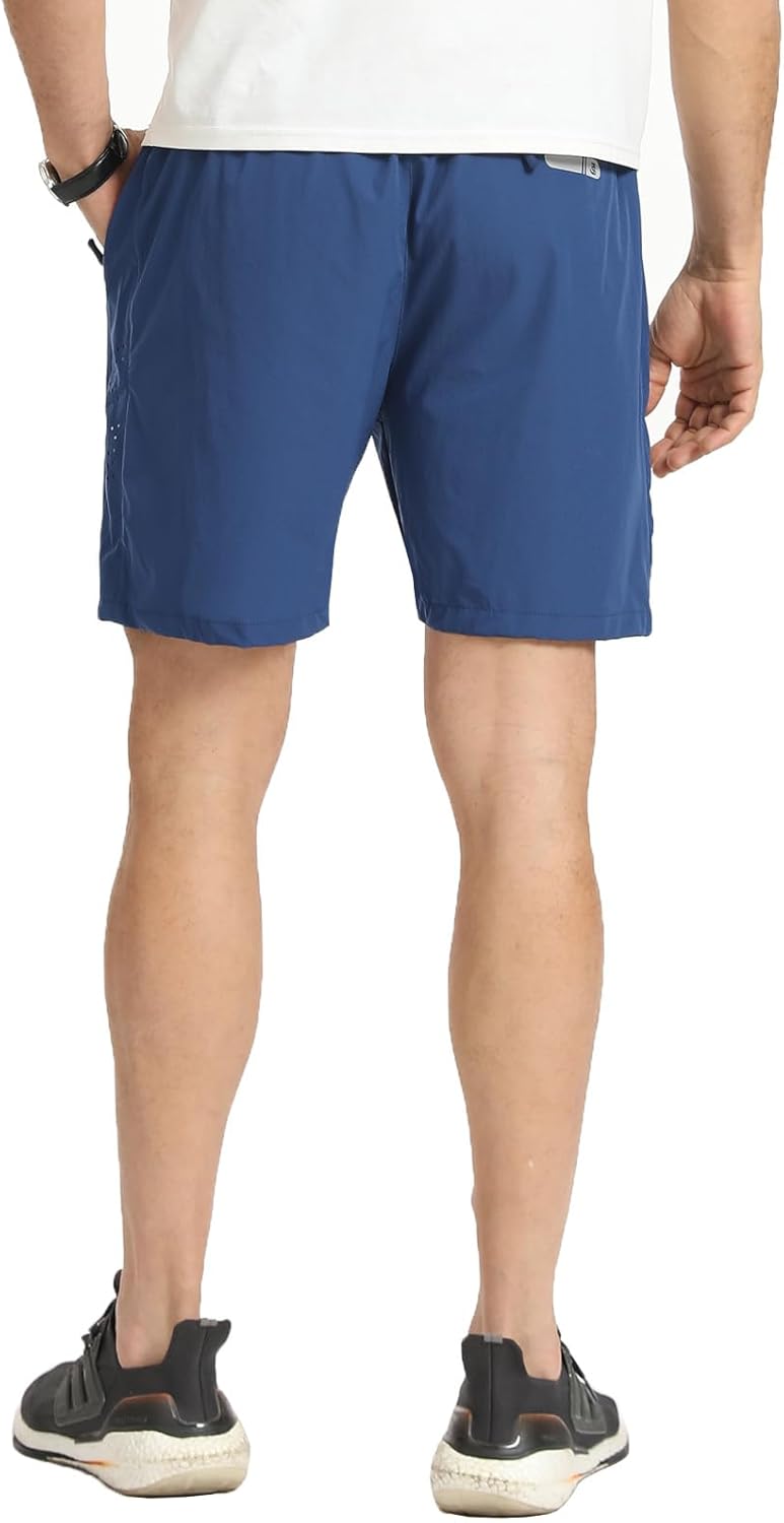 JustSun Mens Shorts with Zip Pockets Gym Running Quick Dry Lightweight Casual Shorts-2