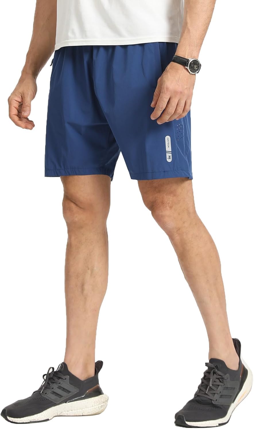 JustSun Mens Shorts with Zip Pockets Gym Running Quick Dry Lightweight Casual Shorts-3