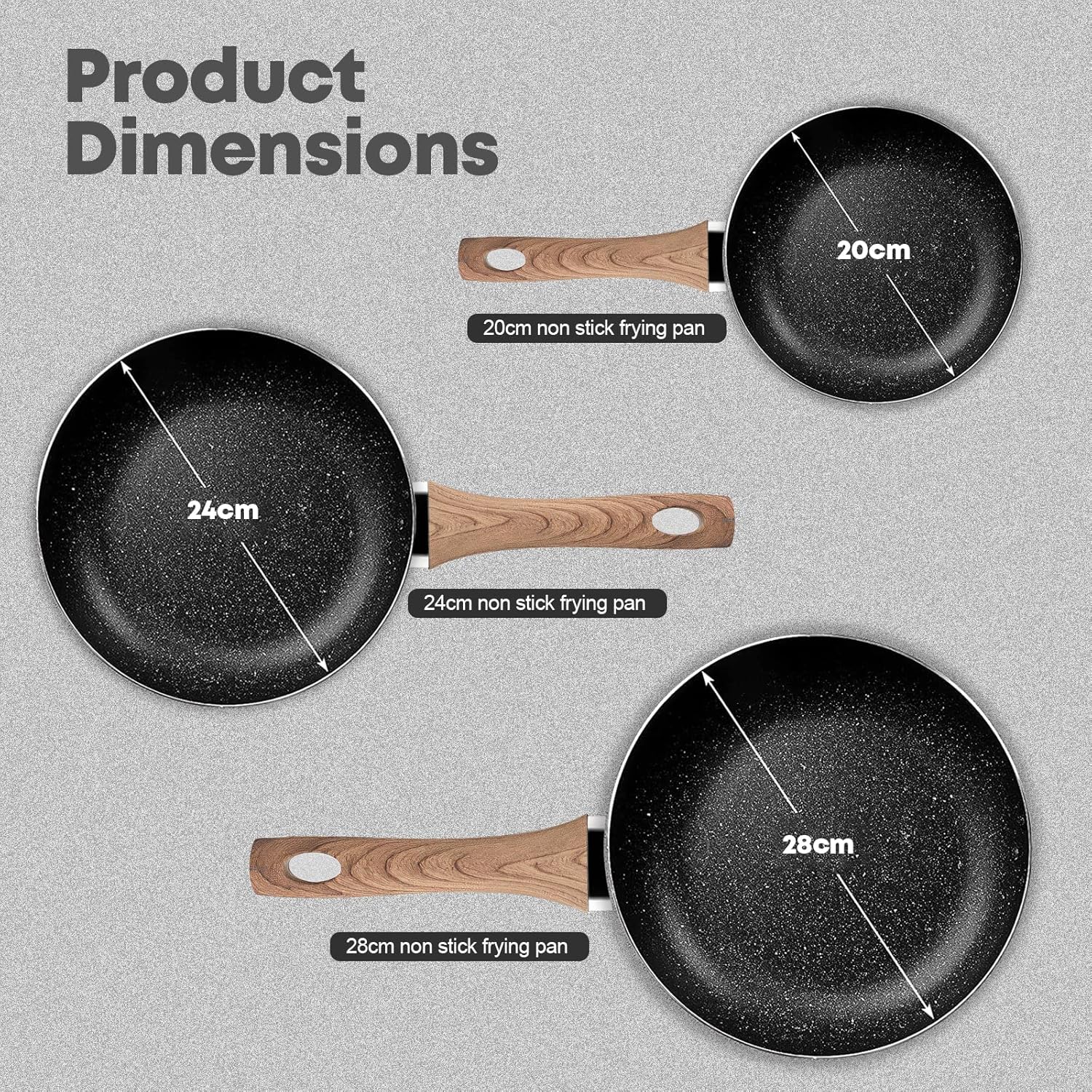 HIYAA Frying Pan 20cm, Non Stick Frying Pan with Sturdy Handle-Anti-Scratch Anti-Stain Small Frying Pan Non Stick, Cast Aluminium Stone Skillet Pan for Induction Hobs, PFOA Free-5