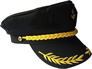 Lezevn Captain Hat Retro Nautical Hat Headwear Adjustable Yacht Captain Cap for Sailor Costume Dressing Up Party Accessory