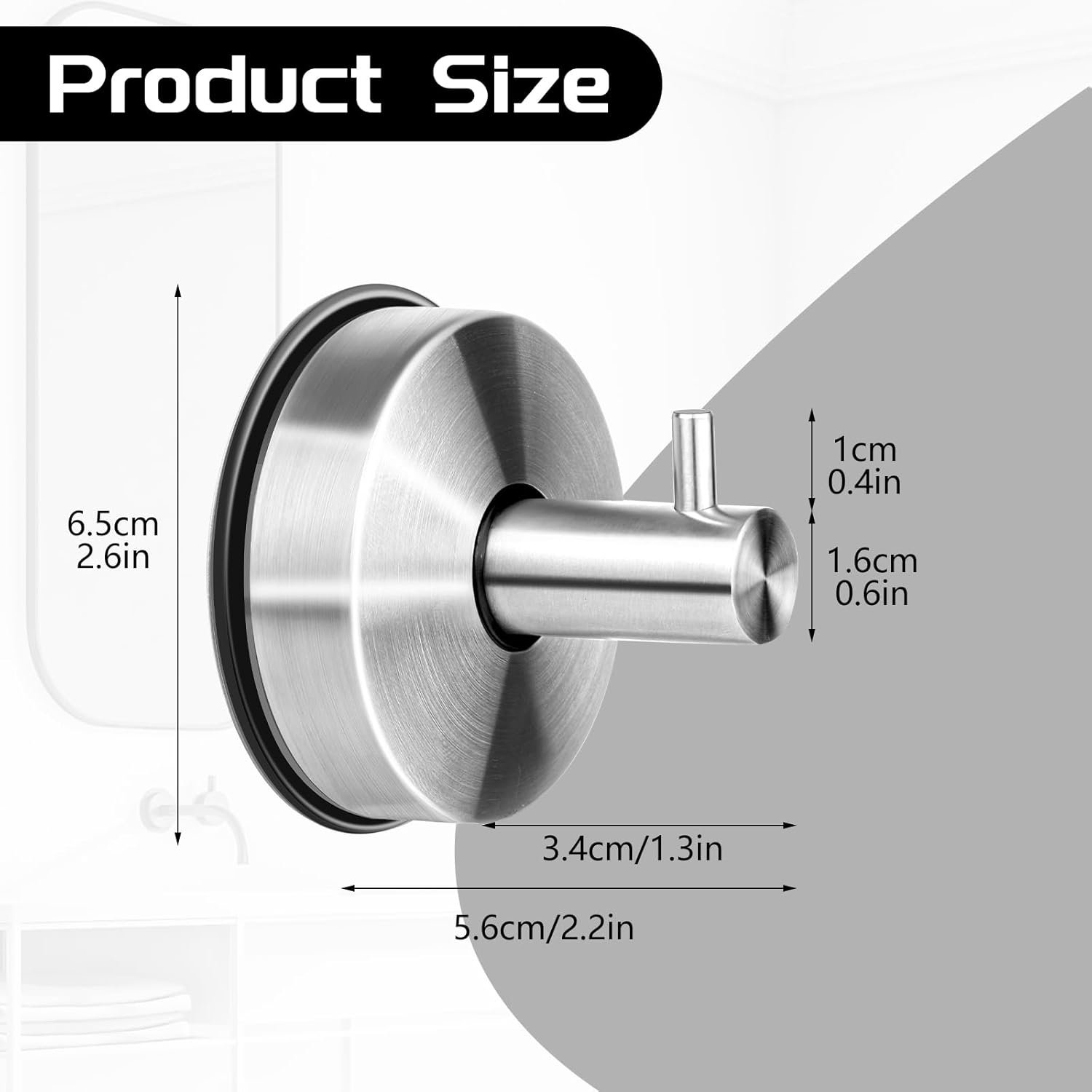 2 Pcs Suction Hooks, Vacuum Suction Cup Hooks Removable and Reusable Shower Hooks Towel Hanging Hook Self Adhesive Waterproof Stainless Steel Heavy Duty Hooks for Bathroom Kitchen-1