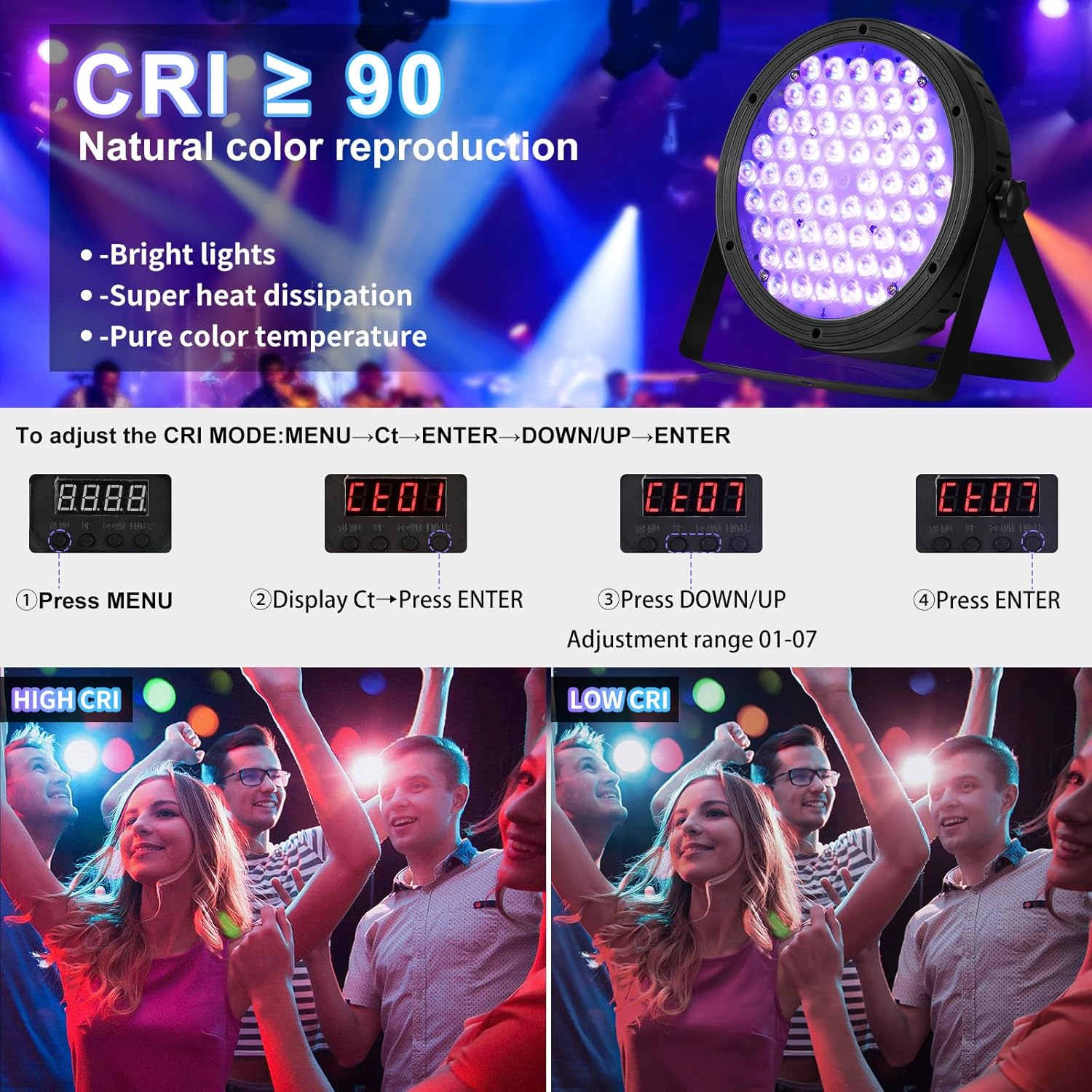 Betopper LED Stage Lights,60W*2 RGBW LED Par Light, RA>90 Hight CRI Party Light with DMX,Stage Lighting for Weeding Disco (2)-2