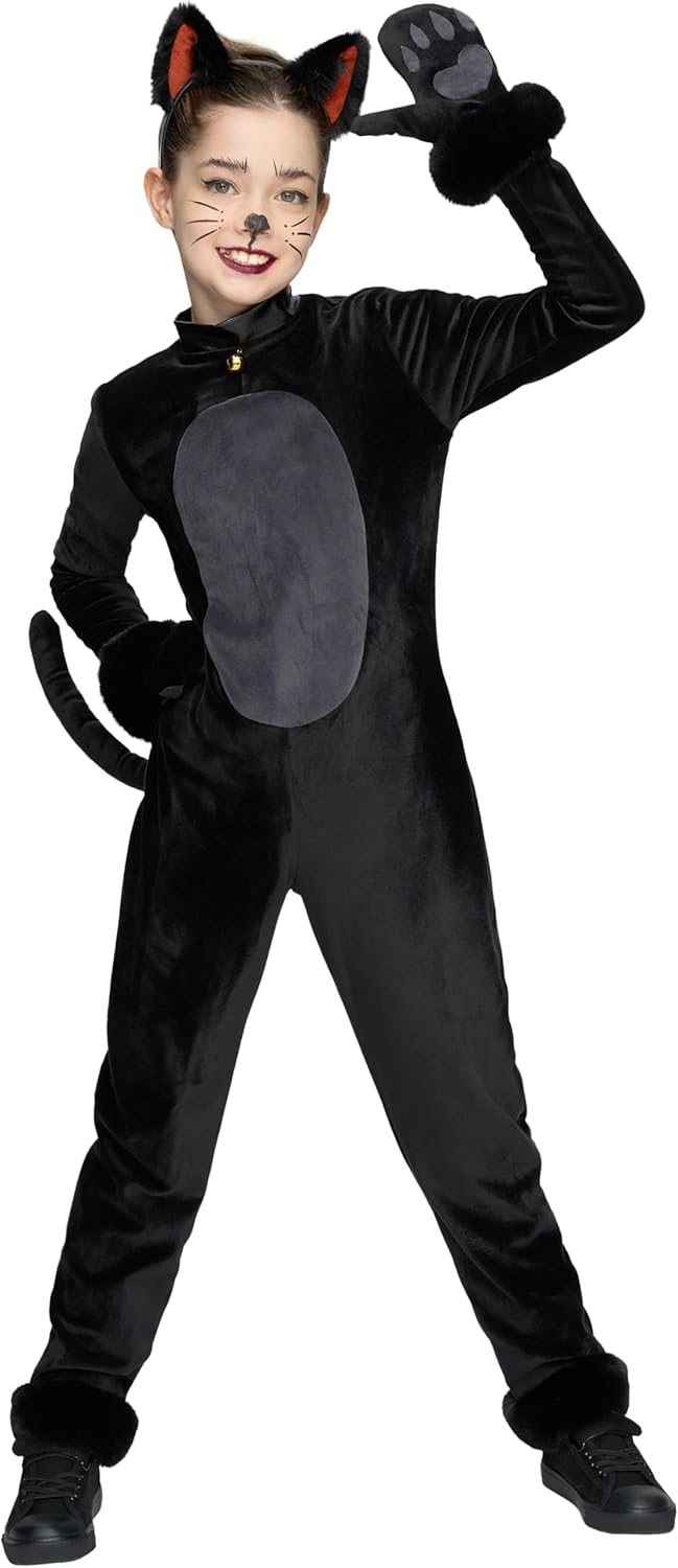 Spooktacular Creations Black Cat Costume for Girls, Black Cat Plush Costume, Black Cat Halloween Costume for Kids Girls Halloween Cosplay Party Role Play(Small(5-7 yrs))-6