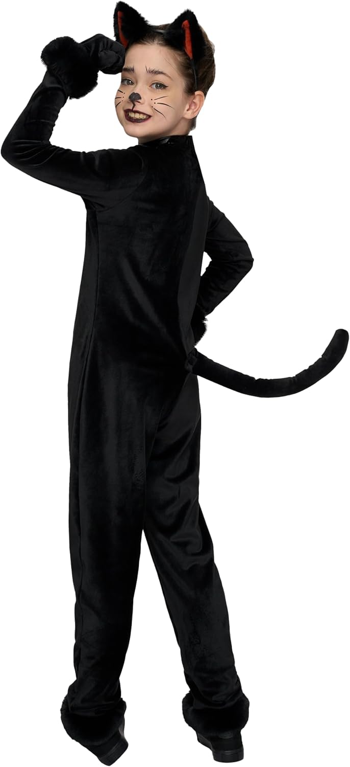 Spooktacular Creations Black Cat Costume for Girls, Black Cat Plush Costume, Black Cat Halloween Costume for Kids Girls Halloween Cosplay Party Role Play(Small(5-7 yrs))-7