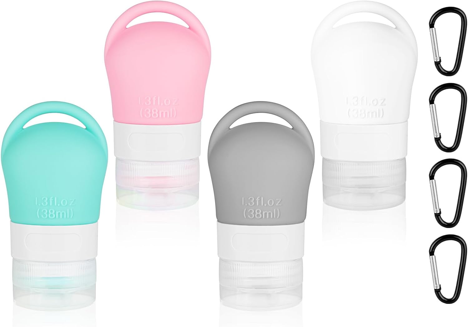 flintronic Travel Bottles Set for Toiletries, Leak-Proof Silicone Travel Containers, 38ml Small Mini Empty Squeeze Bottles Travel Accessories for Toiletries, Shampoos, Conditioner and Lotion-8