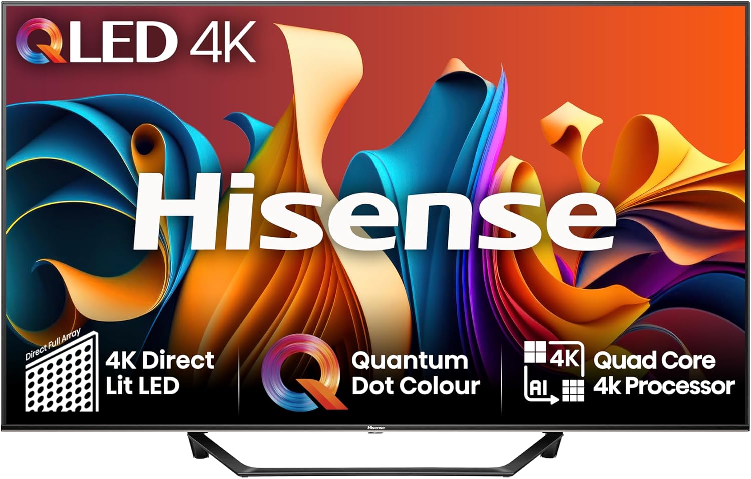 Hisense 55 Inch 4K QLED Smart TV 55A7NQTUK - Quantum Dot Colour, 4K AI Processor, Dolby Vision Atmos, Smooth Motion, Sports Mode, Vidaa OS with Freely, Youtube, Netflix and Disney+ (2024 Model)-0