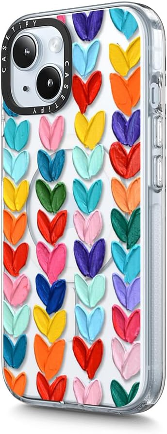 CASETiFY Clear Case for iPhone 15 Plus [Not Yellowing / 6.6ft Drop Protection/Compatible with Magsafe] - Clear Polka Daub Hearts - Clear-5