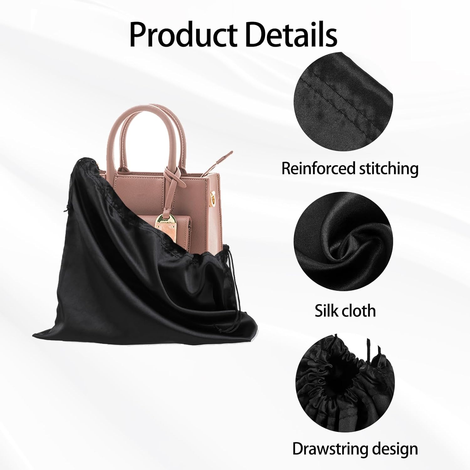 JEKUGOT Dust Bags for Handbags Silk Dust Cover Storage Bags for Handbags Handbag Dust Bags Drawstring Storage Pouch Soft Dustbag for Protecting Handbags Purses Shoes Boots Travel Storage-2PCS-1