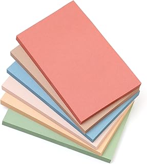 KIFZM 3 x 5 Inches Large Sticky Notes, 76 x 127 mm 6 Vintage Aesthetic Colors for School, Office and Notebook,80 Sheets/Pad