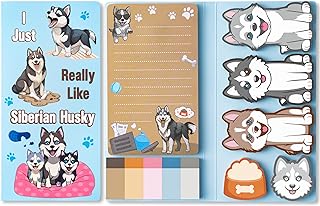 GROBRO7 Cute Husky Sticky Notes - 550 Sheets I Just Really Like Husky Sticky Note Set, Cut Pet Dog Self-Stick Memo Pads Animals Shaped Page Marker for Kid Student Teacher School Office Stationery Gift