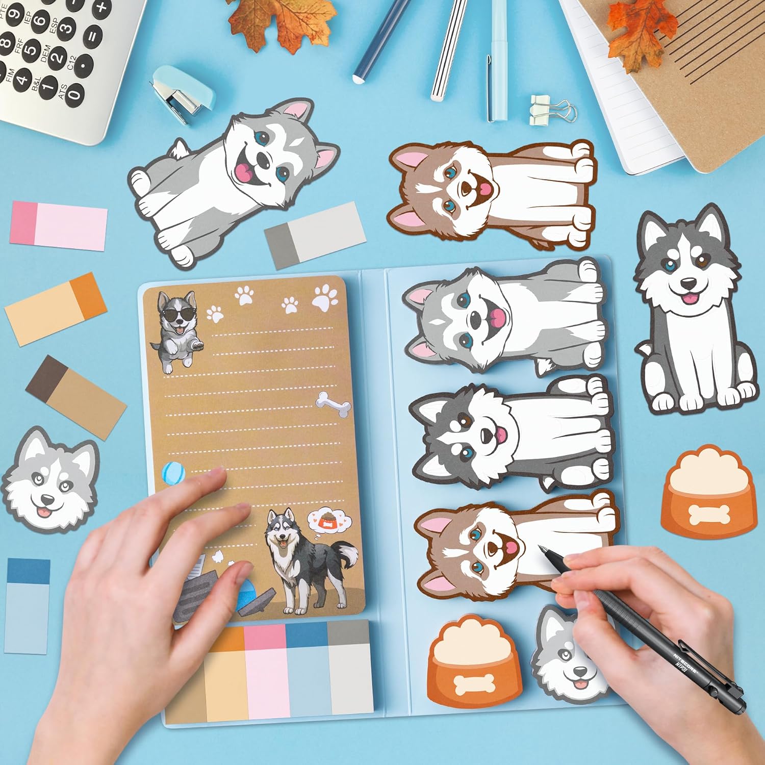 GROBRO7 Cute Husky Sticky Notes - 550 Sheets I Just Really Like Husky Sticky Note Set, Cut Pet Dog Self-Stick Memo Pads Animals Shaped Page Marker for Kid Student Teacher School Office Stationery Gift-2