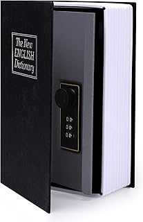 Book Safe, Real Paper Diversion Safe with Combination Lock， Safe box for Home Office，Black