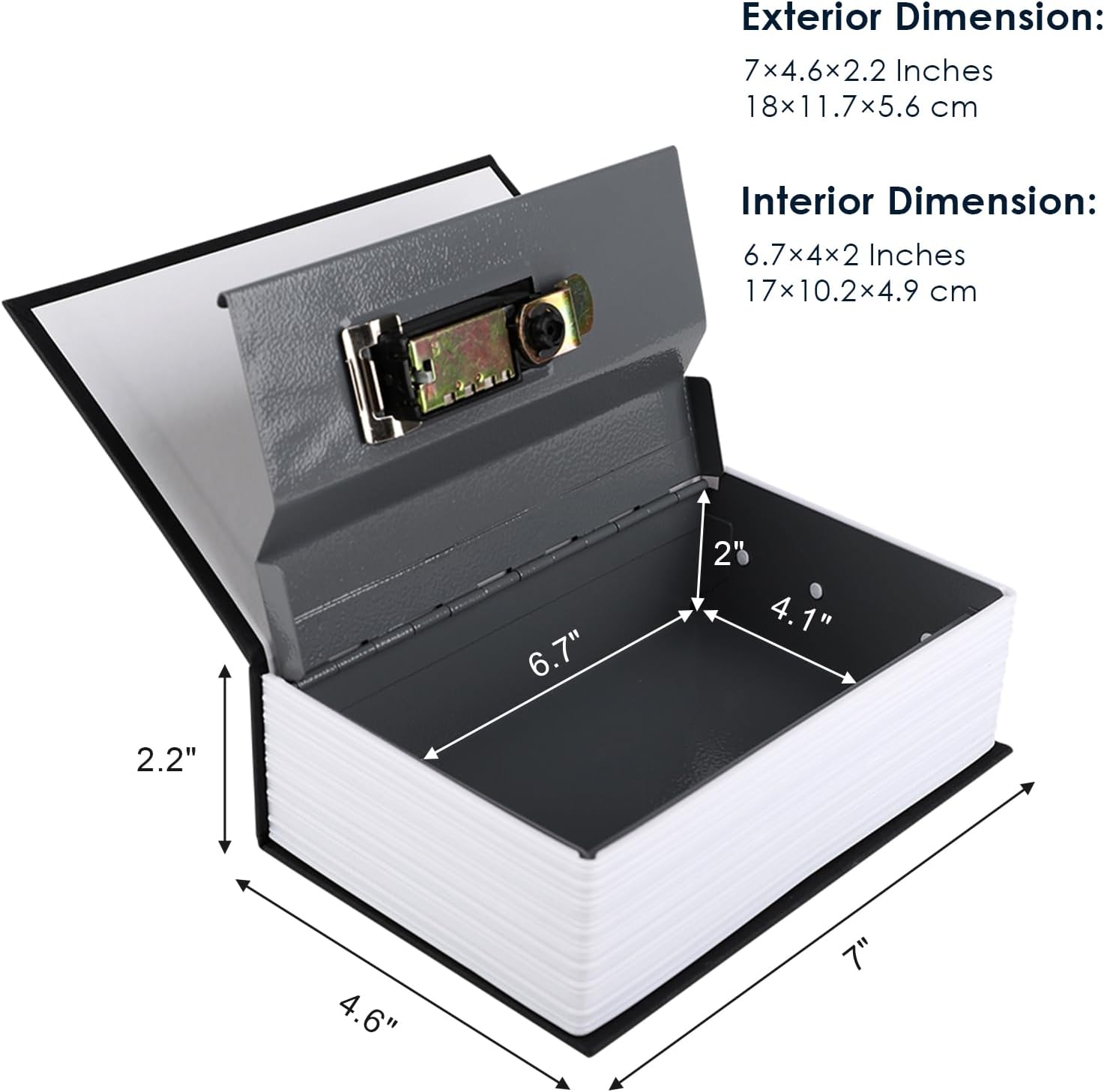 Book Safe, Real Paper Diversion Safe with Combination Lock， Safe box for Home Office，Black-1