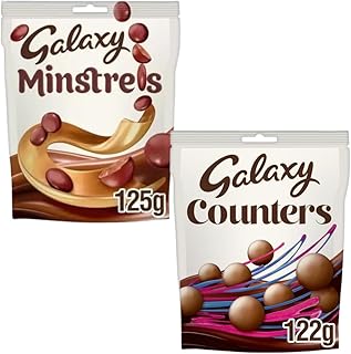 Milk Chocolate Bundle With Galaxy Counters Milk Chocolate Buttons Pouch Bag 122g and Minstrels Milk Chocolate Buttons Pouch Bag 125g (2 Pack)