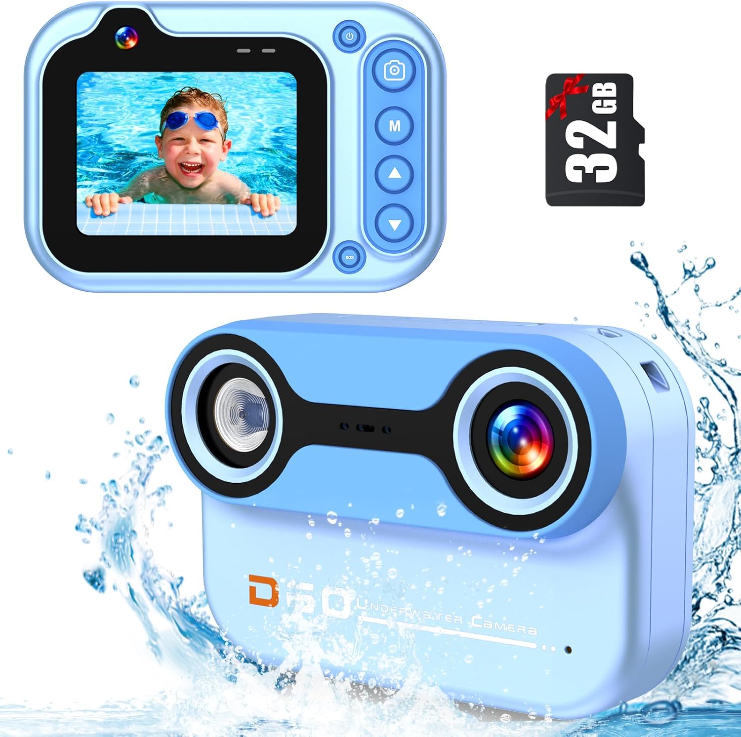 YunLone Underwater Camera 10FT 1080P Full HD 26MP Digital Underwater Camera, 10X Digital Zoom, Underwater Camera for Underwater Selfies, Swimming, Beach, Water Park - Blue-0