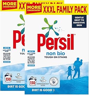 Persil Non Bio Washing detergent powder 130 Wash, tough on Stain washing powder more concentrated, XXXL Family Pack Laundry detergent, Gentle to sensitive skin washing machine powder, 6.5Kg (2)