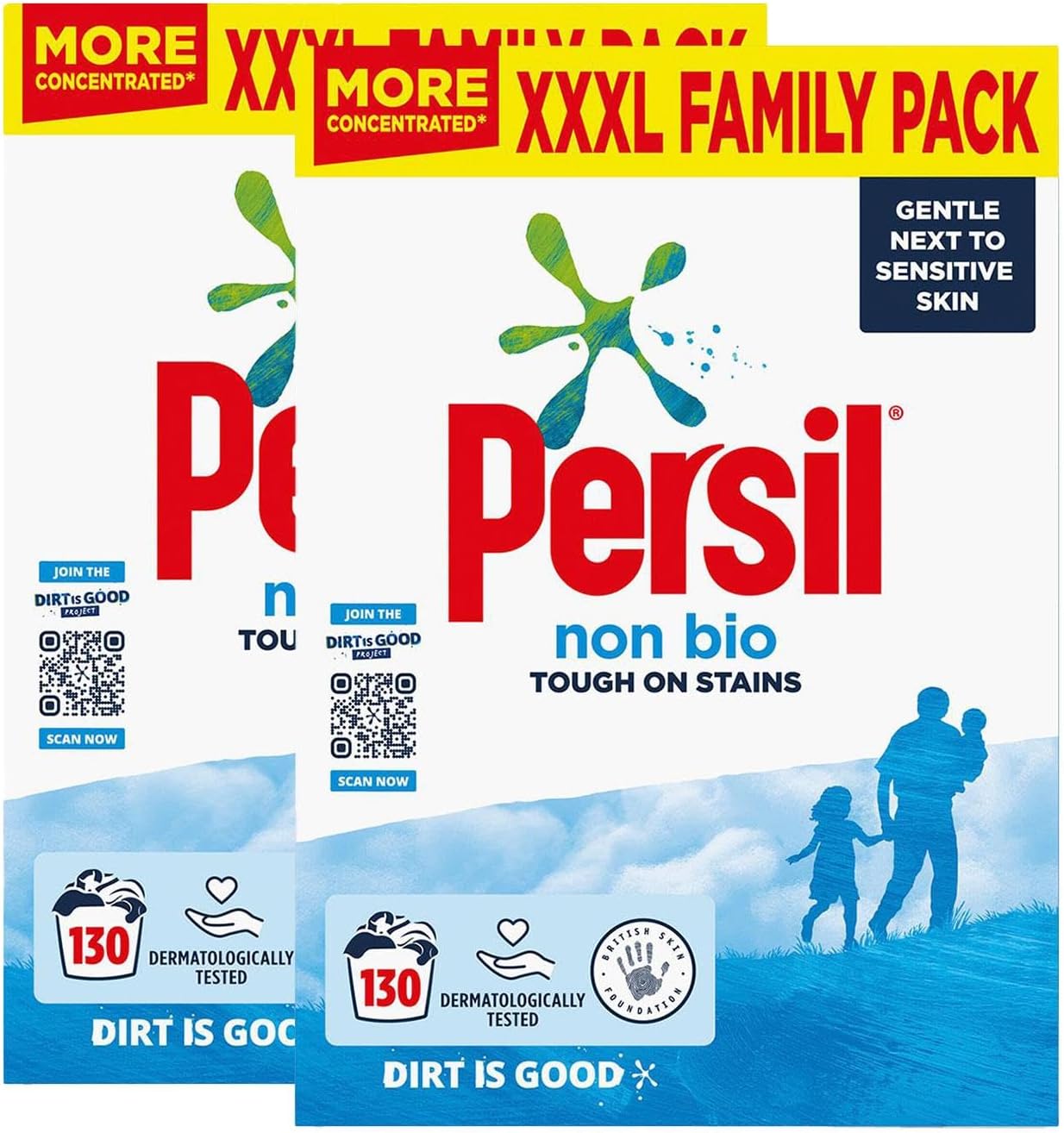 Persil Non Bio Washing detergent powder 130 Wash, tough on Stain washing powder more concentrated, XXXL Family Pack Laundry detergent, Gentle to sensitive skin washing machine powder, 6.5Kg (2)-0