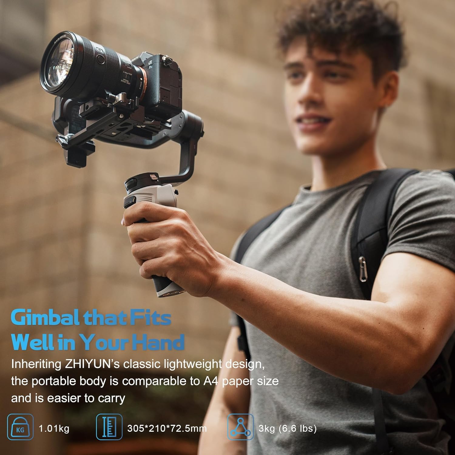 ZHIYUN CINEPEER WEEBILL 3E Mirrorless Gimbal Lightweight Stabilizer, Up to 3kg/6.6lbs Payload, 3-Axis Camera Gimbal for Canon/Sony/Panasonic/Nikon, Bluetooth Shutter Control, Native Vertical Shooting-1