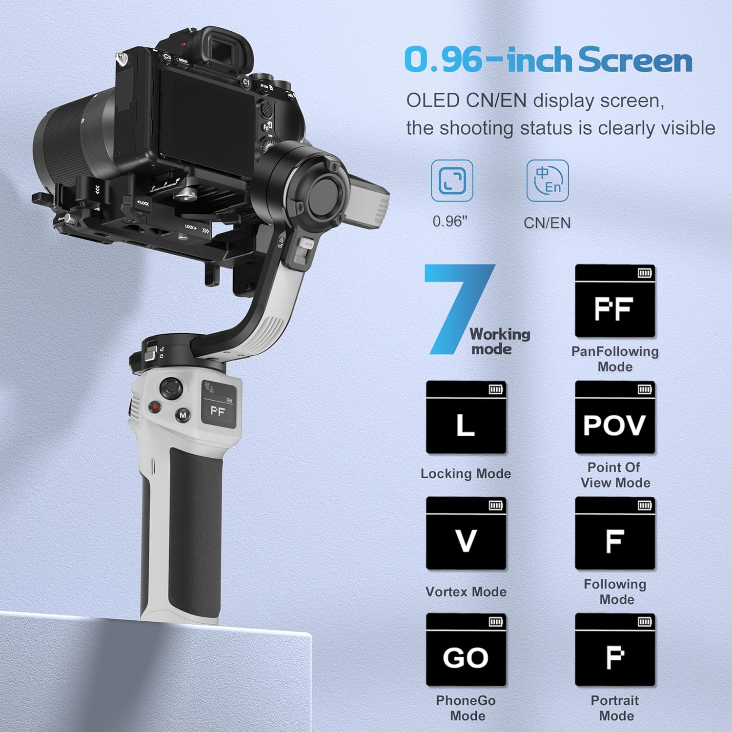 ZHIYUN CINEPEER WEEBILL 3E Mirrorless Gimbal Lightweight Stabilizer, Up to 3kg/6.6lbs Payload, 3-Axis Camera Gimbal for Canon/Sony/Panasonic/Nikon, Bluetooth Shutter Control, Native Vertical Shooting-4