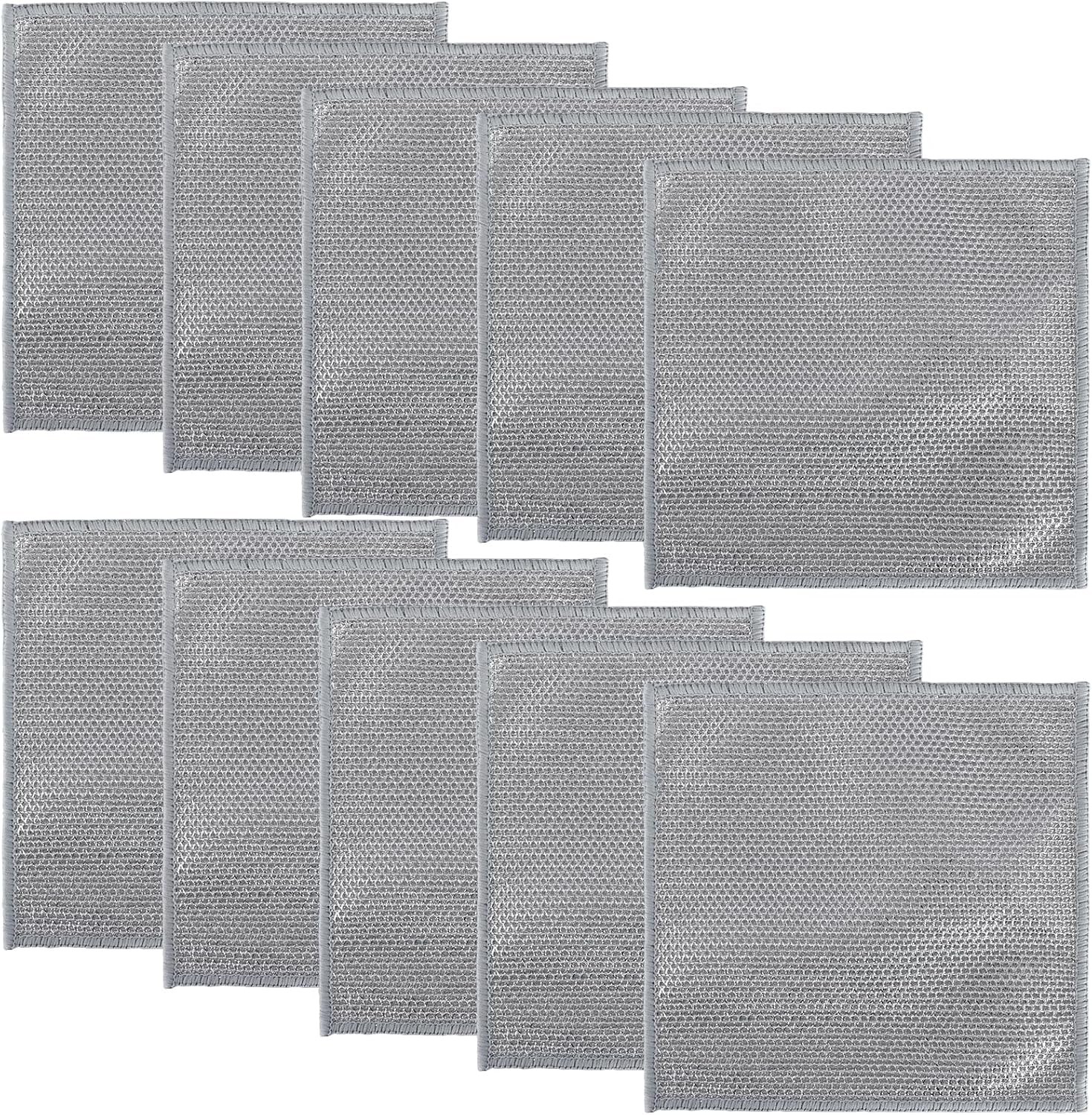 CYZBL Pack of 10 Wire Dishcloths 20 x 20 cm Multi-Purpose Wire Tea Towels for Wet and Dry, Non-Scratch Wire Dishcloth, Multifunctional Scratch-Resistant Wire Tea Towel, Wire Kitchen Towels for Home-0