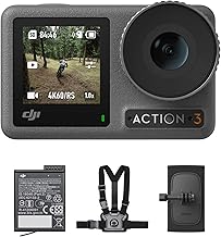 DJI Osmo Action 3 Outdoor Combo, 4K/120fps Action Camera with chest & Backpack Strap Mount for hiking and cycling, Super-Wide FOV, HorizonSteady, Cold Resistant & Up to 320 Mins with 2 Batteries