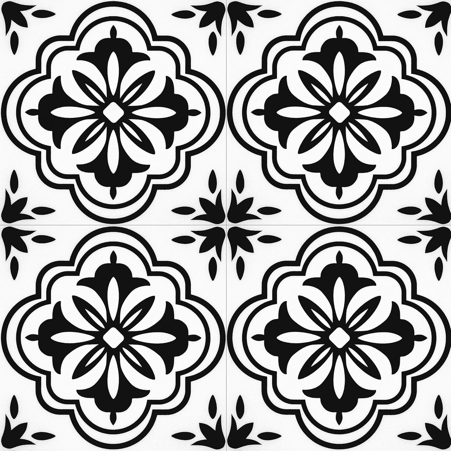 Elffloor Floor Tiles Self Adhesive Vinyl Flooring Self Adhesive Floor Tiles Black and White Pattern 20x20cm Waterproof Stick on Bathroom Kitchen Living Room 20pcs-7