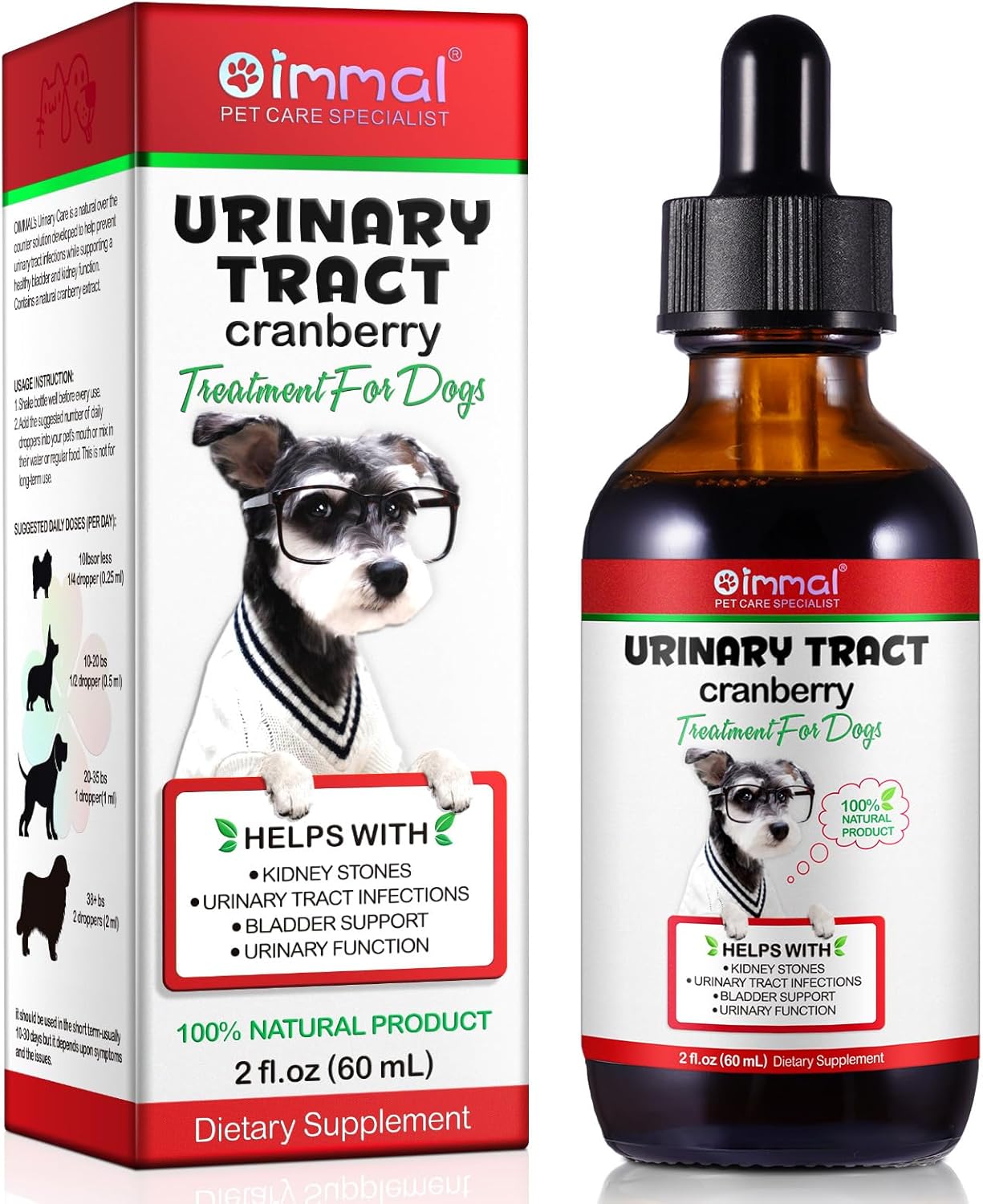 Urinary Tract for Dogs, Urinary Tract Infection Treatment Drops with Cranberry Extract Supports Bladder, Kidney Stone and Dog UTI, Pet Supplies Health Care for Dog - 60ml (60ML)-0