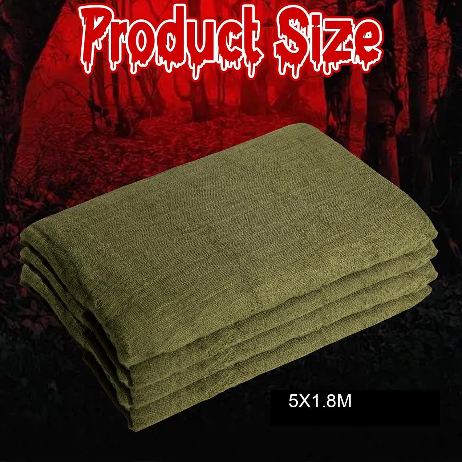 1.8x5M Halloween Creepy Cloth - Halloween Spooky Fabric Cloth - Scary Gauze Blood Creepy Cloth for Haunted House Halloween Party Yard Wall Doorway Outdoors Decoration-1